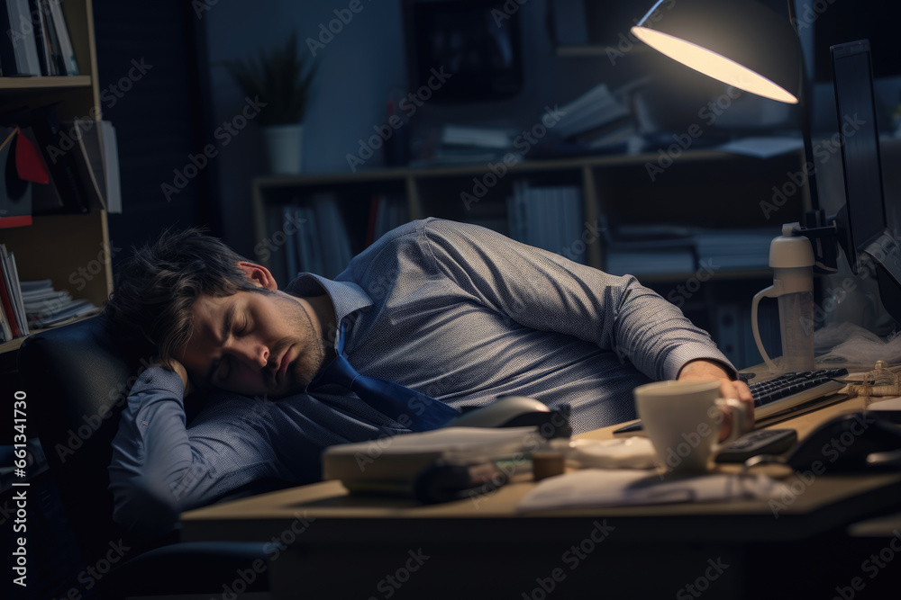 An office worker lay down, completely helpless