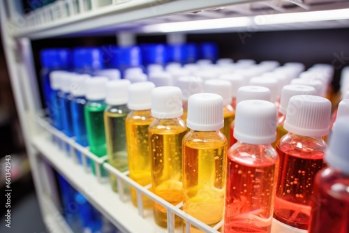 vials stored in a lab refrigerator