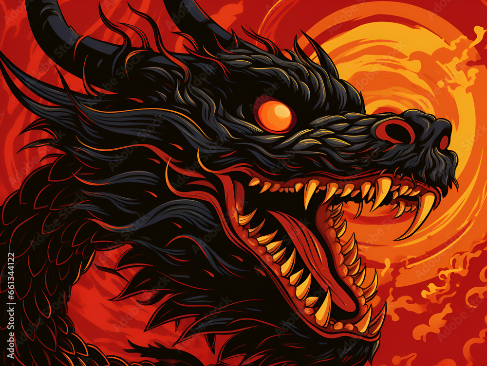 Chinese black dragon abstract background 