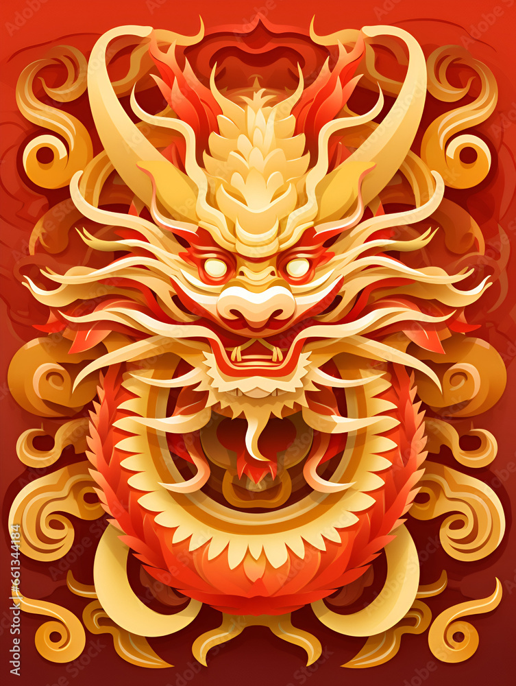 Chinese golden dragon abstract illustration background 