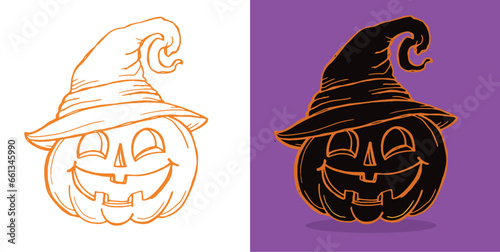 Cute lettering about Happy halloween. Halloween party - Trick or Treat. Halloween invitation. Lettering art for poster, web, banner, t-shirt design.