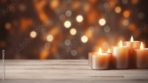 christmas celebrate bokeh background shiny gold color decorating candle. AI Generative © Rafa Fernandez