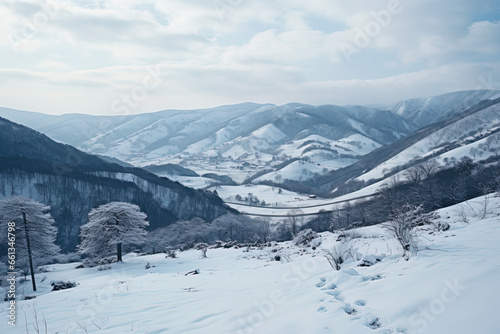 snow covered mountains, generative ai © ketkata