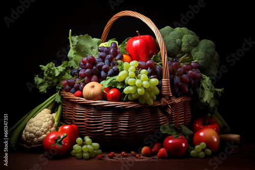 Fototapeta Naklejka Na Ścianę i Meble -  Many vegetables and fruits in the basket
