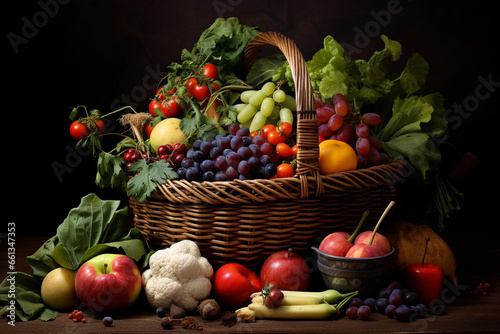 Many vegetables and fruits in the basket