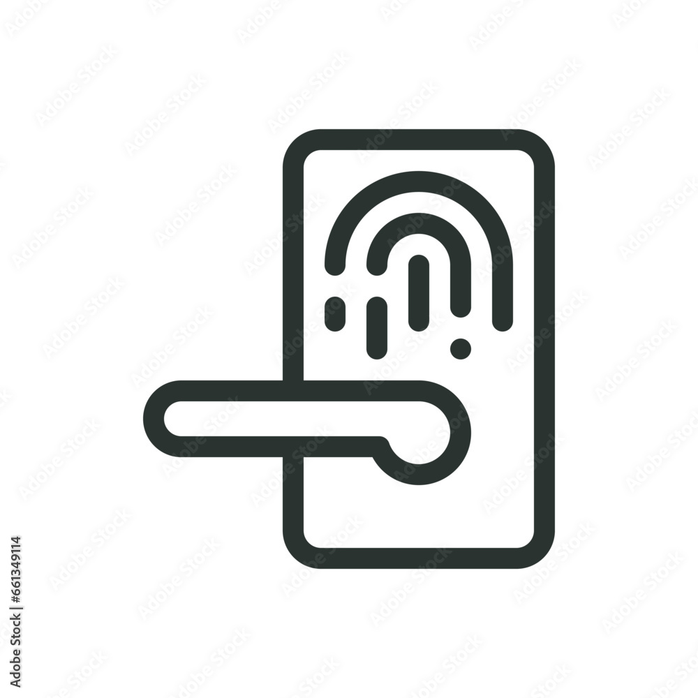 Fingerprint door lock, biometric door lock vector icon with editable stroke Fingerprint door lock, biometric door lock vector icon with editable stroke