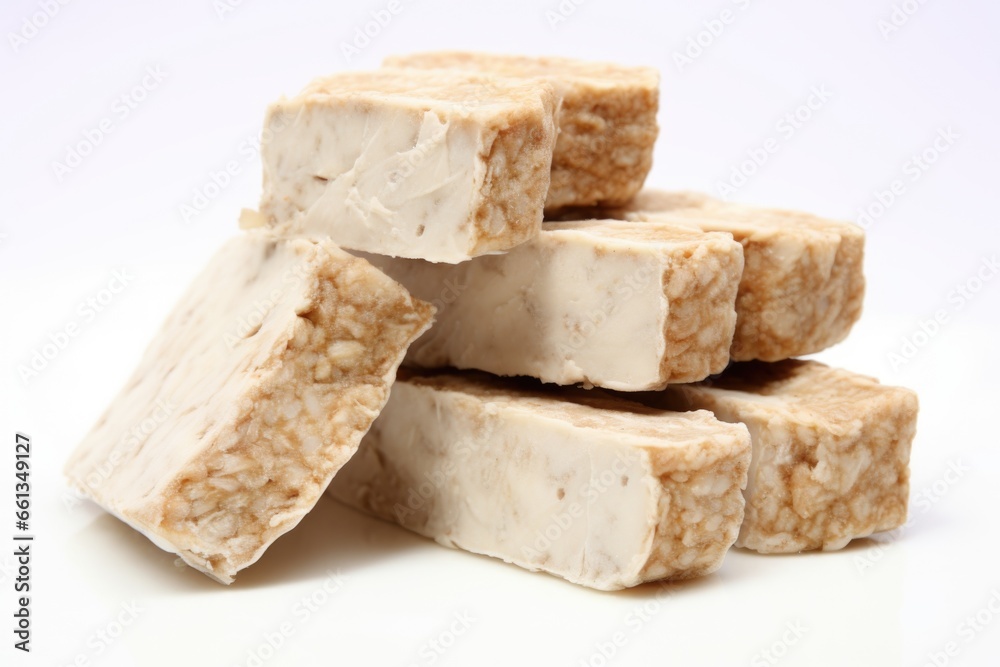 tempeh block against a clean, bright white background tempeh block against a clean, bright white background