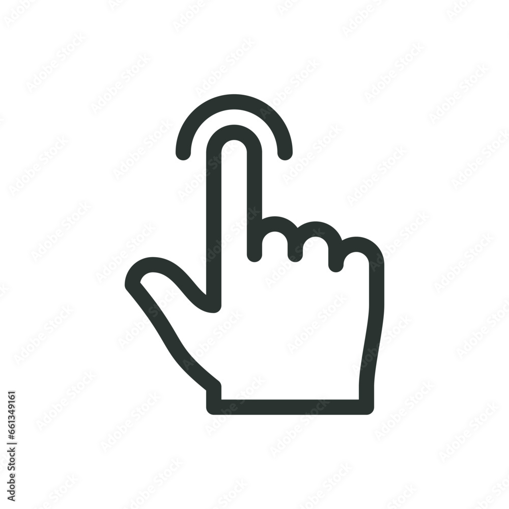 Hand touch isolated icon, click finger vector icon with editable stroke Hand touch isolated icon, click finger vector icon with editable stroke
