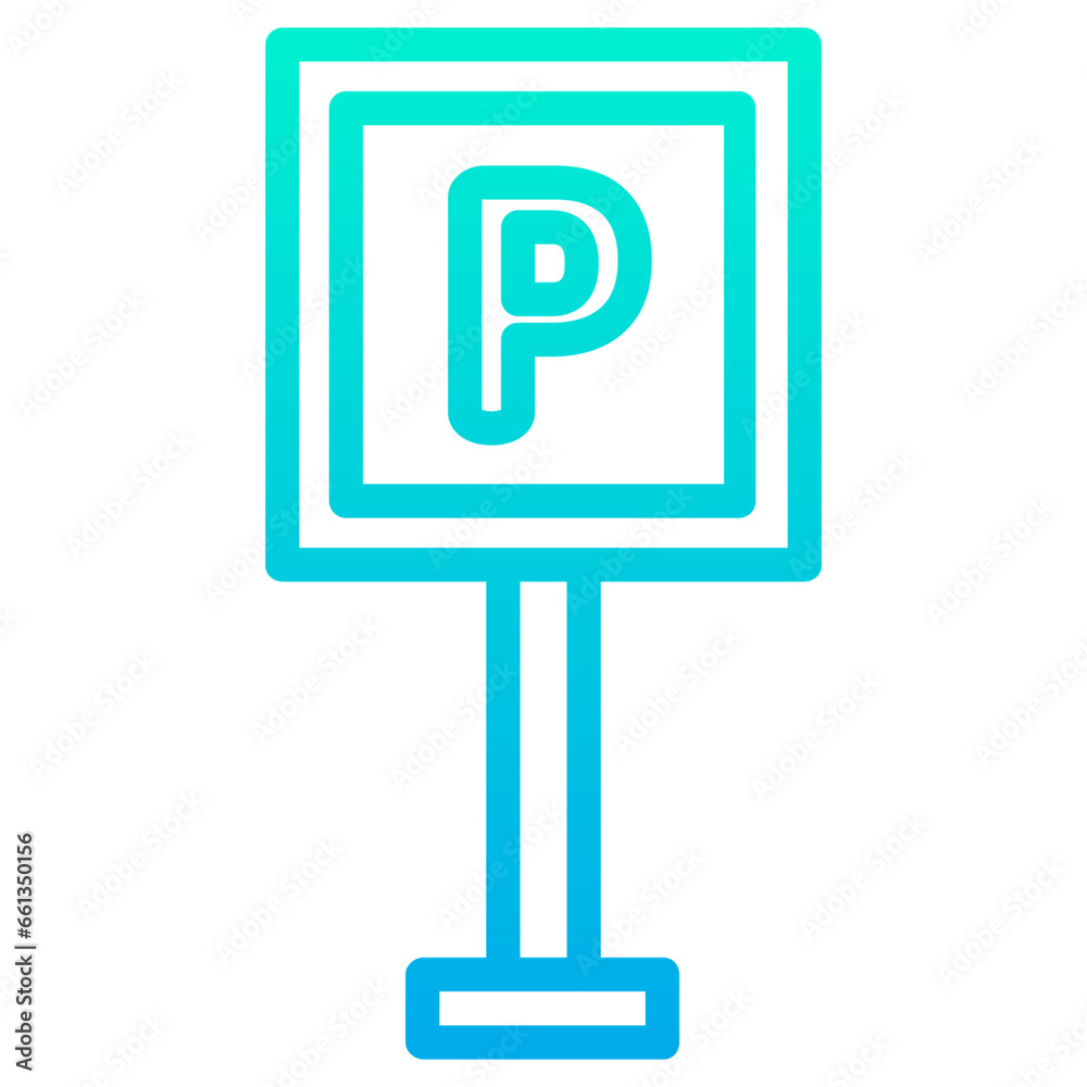 Outline Gradient Parking sign icon Outline Gradient Parking sign icon