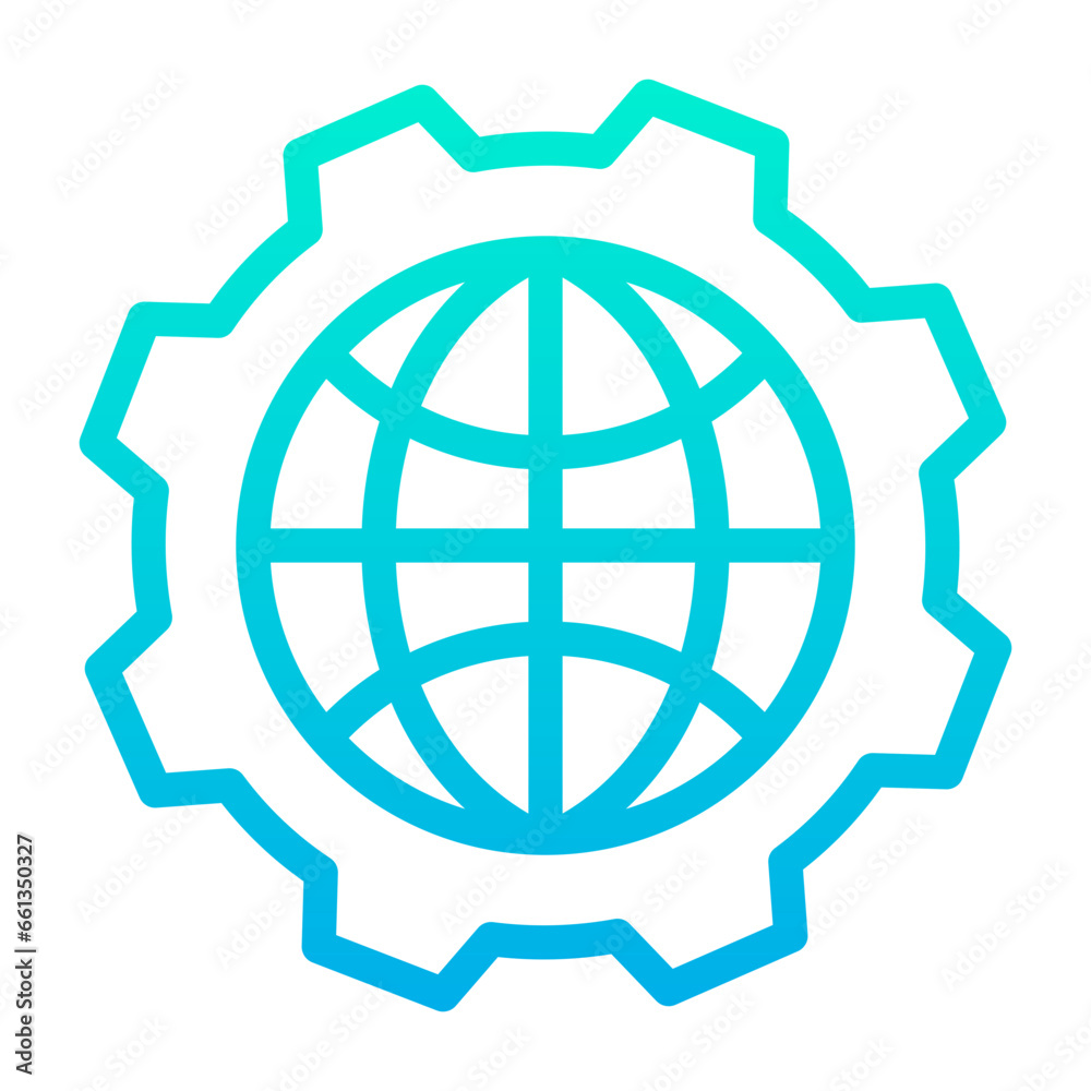 Outline Gradient Globe Gear icon Outline Gradient Globe Gear icon