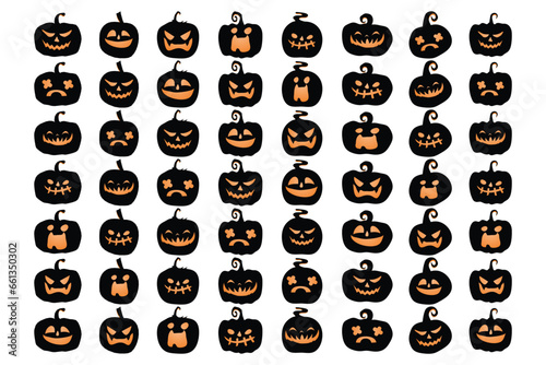 happy halloween vector design element set isolated on a white background
