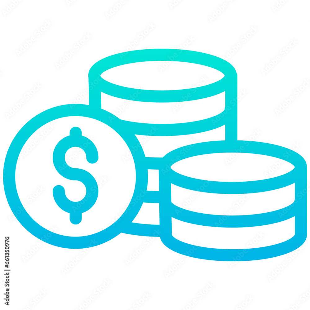 Outline Gradient Dollar Coins icon
