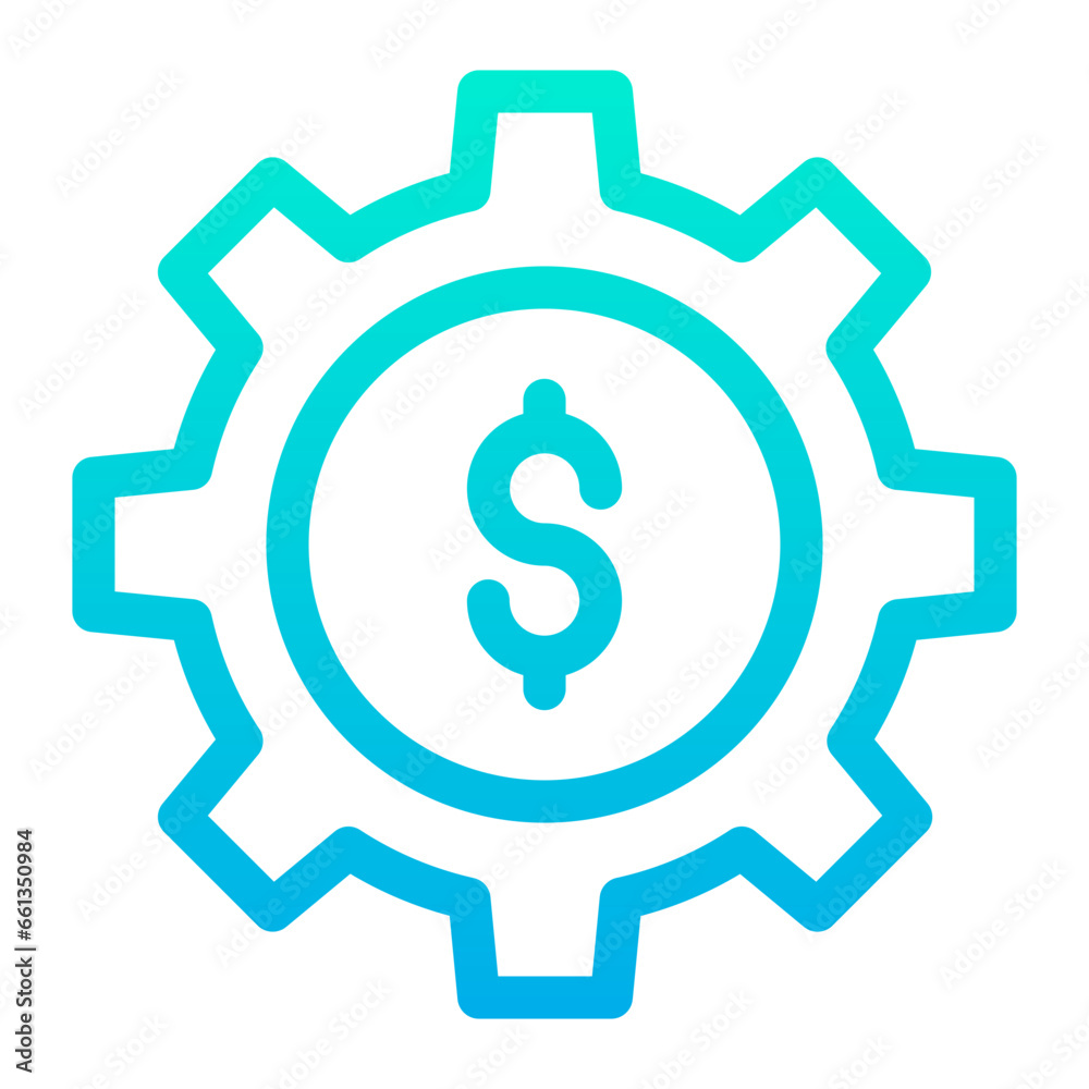 Outline Gradient Dollar Cog icon Outline Gradient Dollar Cog icon