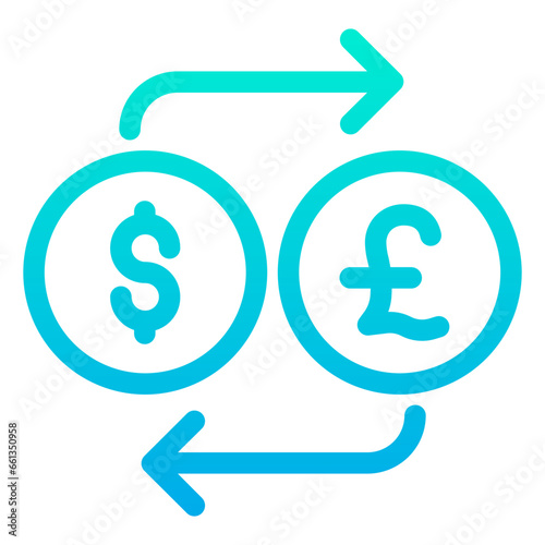Outline Gradient Dollar and Pound exchange icon