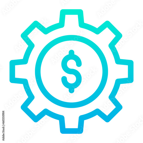 Outline Gradient Dollar Cog icon