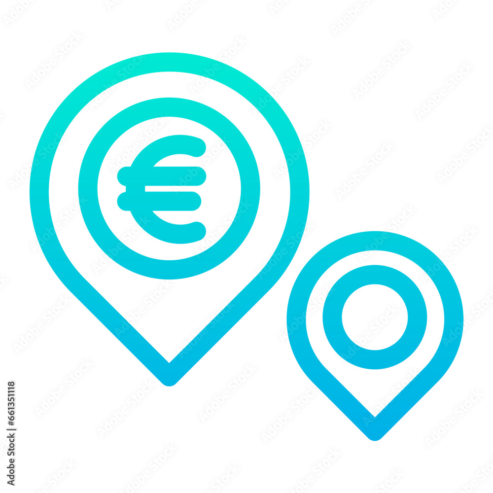 Outline Gradient Euro Place icon