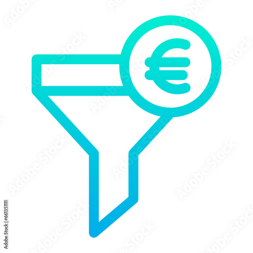 Outline Gradient Euro Funnel icon