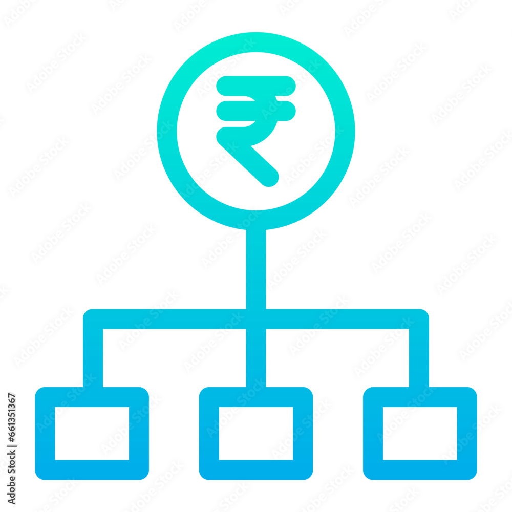 Outline Gradient Rupees Flow icon Outline Gradient Rupees Flow icon
