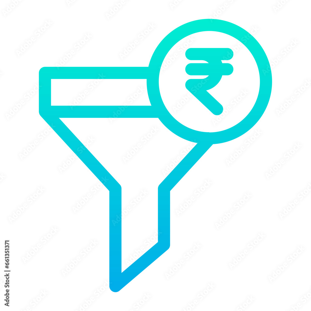 Outline Gradient Rupees Funnel icon Outline Gradient Rupees Funnel icon