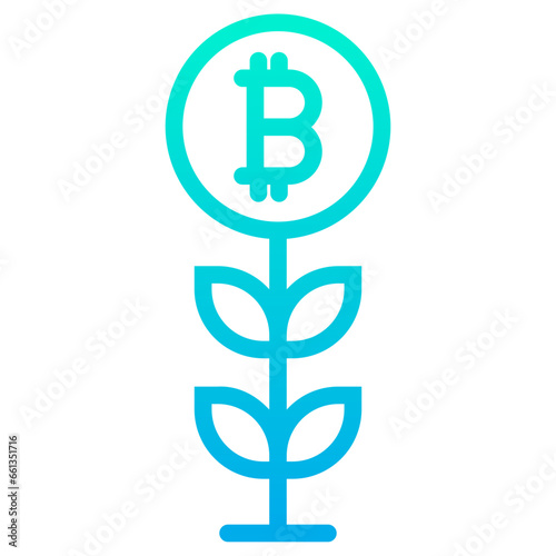 Outline Gradient Grow coin icon