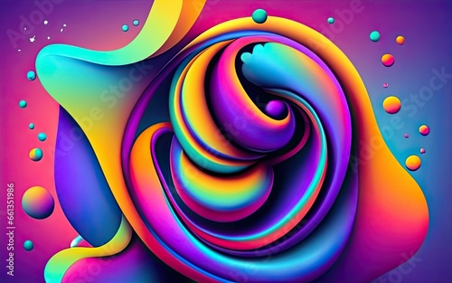 Abstract colorful banner with fluid shapes with Generative AI.