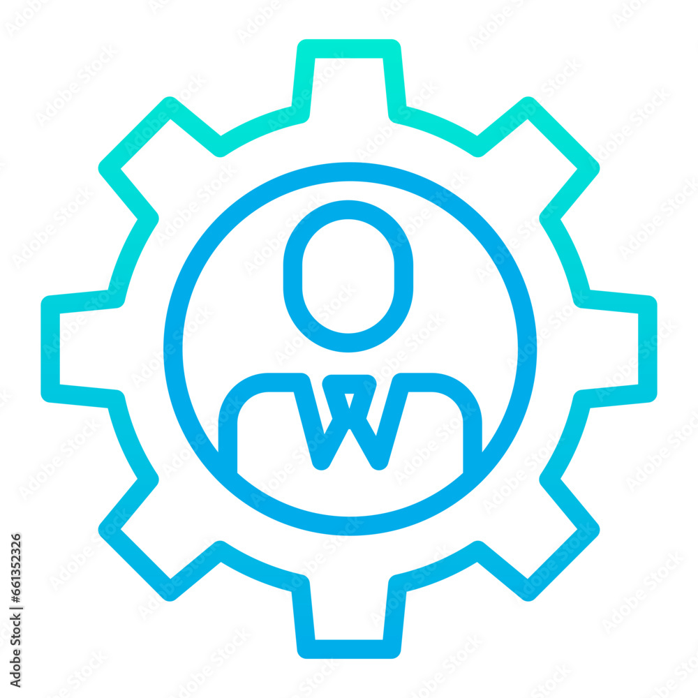 Outline Gradient Woman Management cog icon Outline Gradient Woman Management cog icon