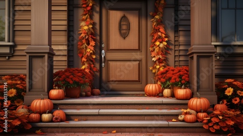 halloween pumpkin on a door Created with AI