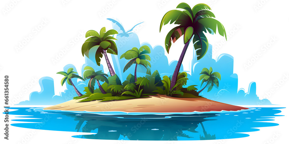 Illustration of small island in the ocean