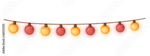 Christmas lights isolated. Colorful Xmas garland. glowing light bulbs on wire strings