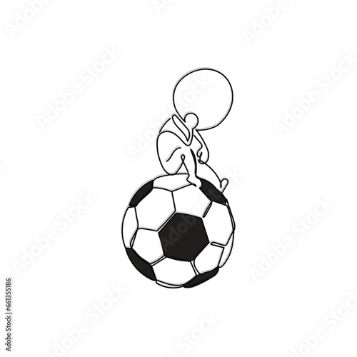 soccer ball. Line art character concept of a man with a golden star