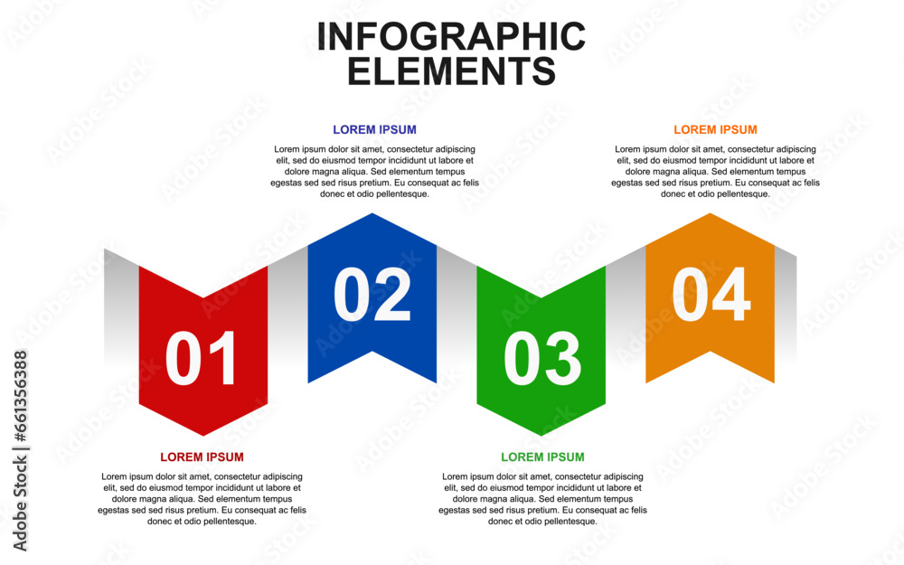 infographic template design with 4 steps. infographic design for presentations, banners, infographs and posters