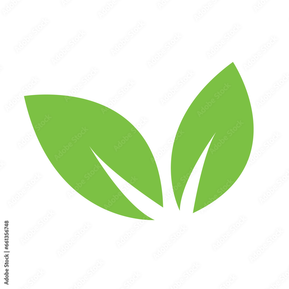 Vector green leaves logo on white background