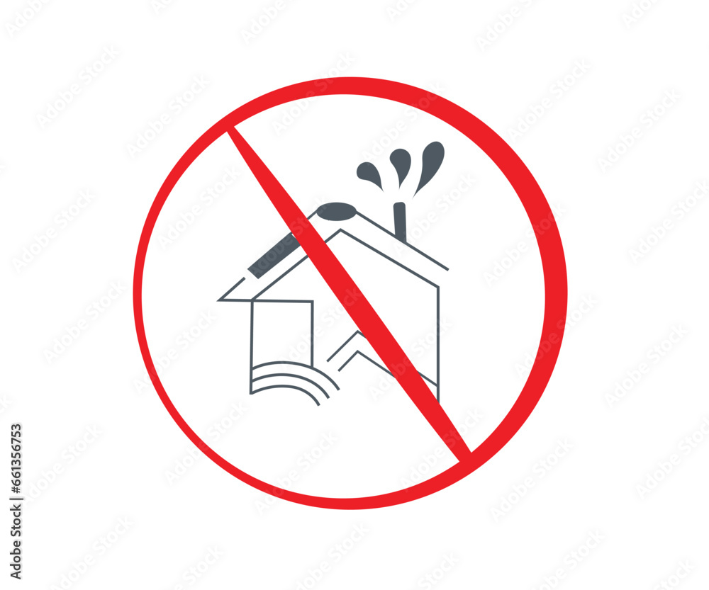Home pollution forbidden. No industrial pollution of nature. Vector sign icon. Home pollution forbidden. No industrial pollution of nature. Vector sign icon.