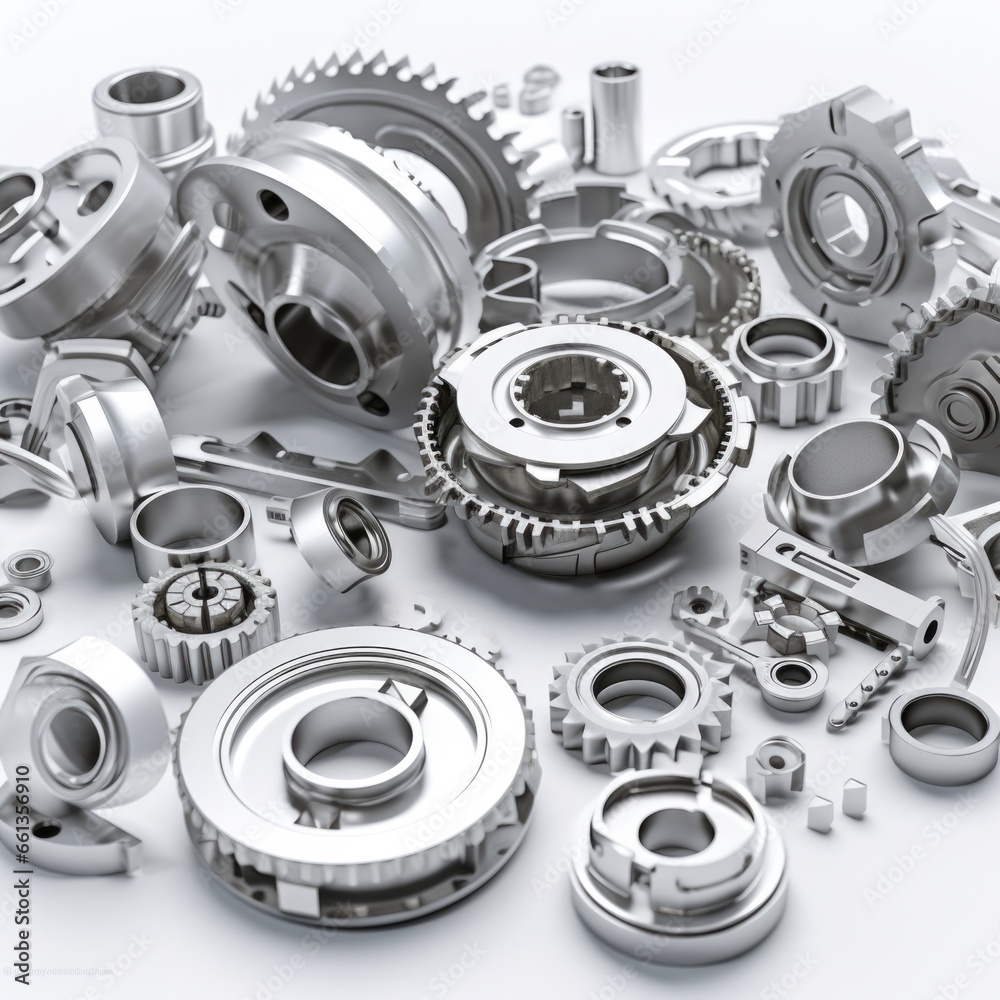 Gear wheels and bearings on a white background. 3d illustration.
Gear wheels and bearings on a white background. 3d illustration.