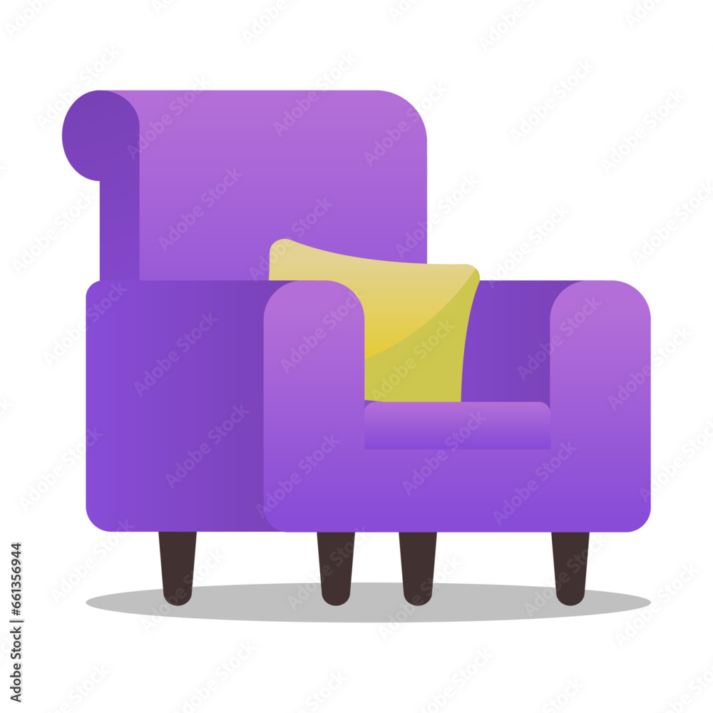 Vector stylish purple armchair on white background Vector stylish purple armchair on white background