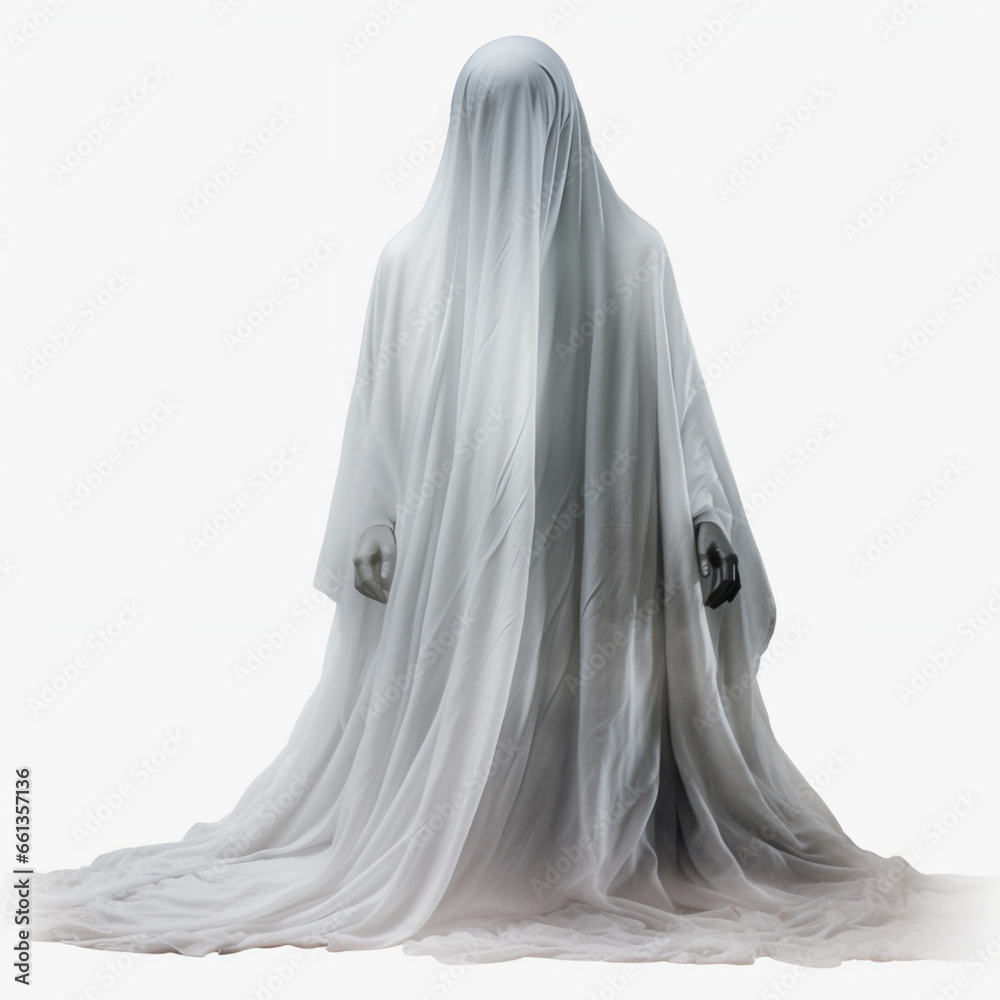 female ghost isolated on transparent background, AI Generative.