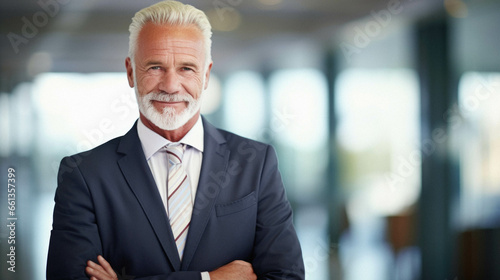 Portrait of confident mature businessman with beard. © Synthetica