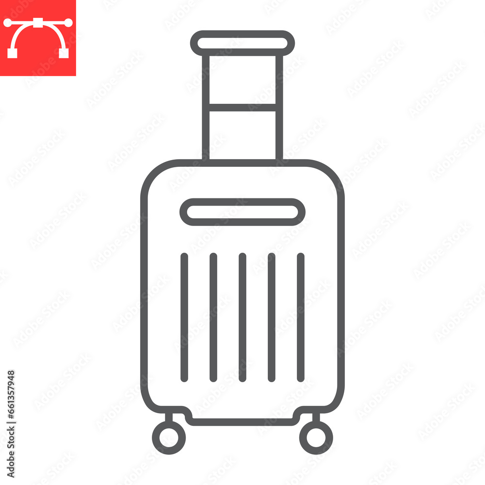 Luggage line icon, baggage and tourism, suitcase vector icon, vector graphics, editable stroke outline sign, eps 10.