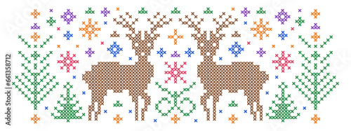Christmas pattern in cross stitch style