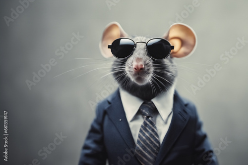 Il ratto con occhiali e cravatta