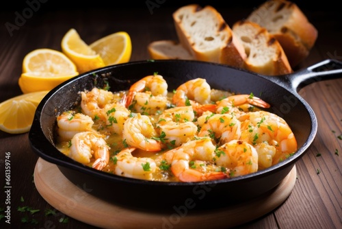 shrimp and garlic tapas in a small skillet