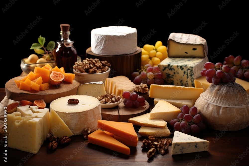 assortment of differently aged cheeses