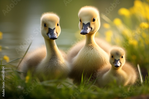 Goslings seen with their parents