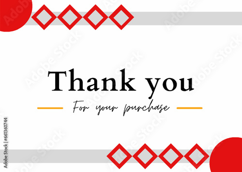 Thank you for your purchase business card, creative vector illustration. Calligraphy handwritten letters, soft pink colors, abstract watercolor mark. Template for thank you note, design elements.