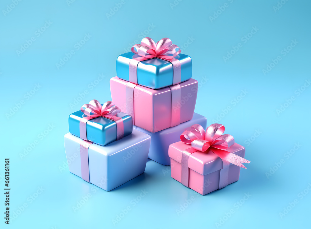 Minimal background pattern composition of pastel pink, blue and green Christmas gift box. New Year concept. Minimal background pattern composition of pastel pink, blue and green Christmas gift box. New Year concept.