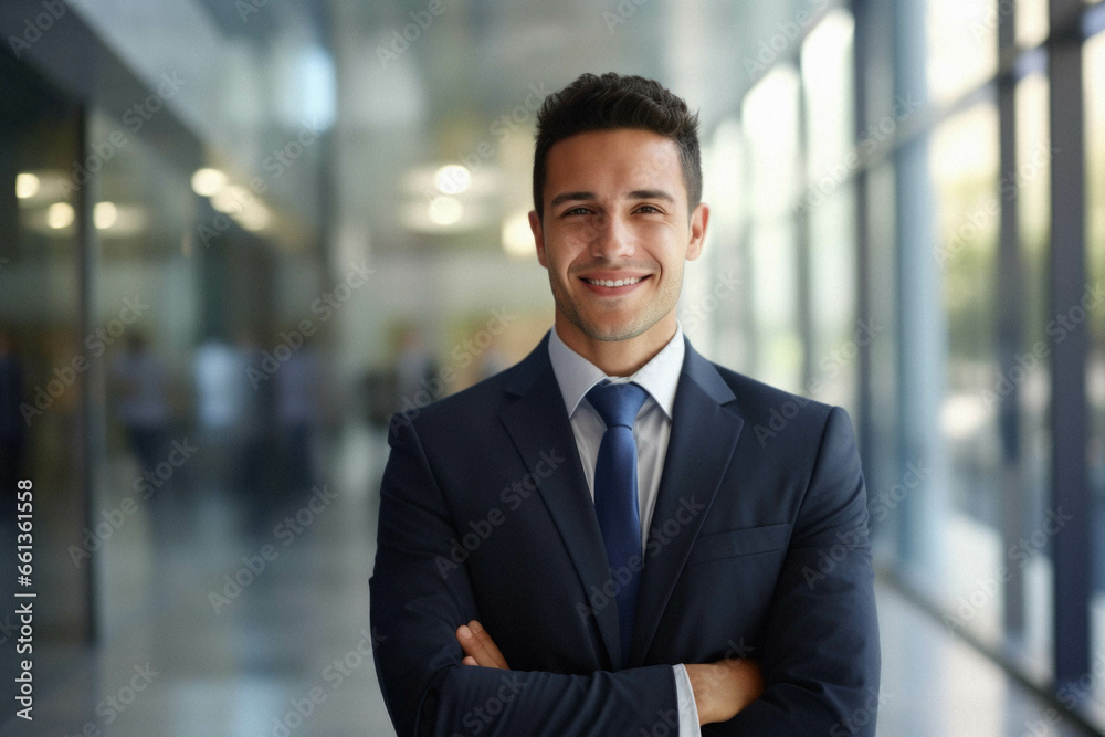 Portrait of smiling businessman with crossed arms in the office. Portrait of smiling businessman with crossed arms in the office.