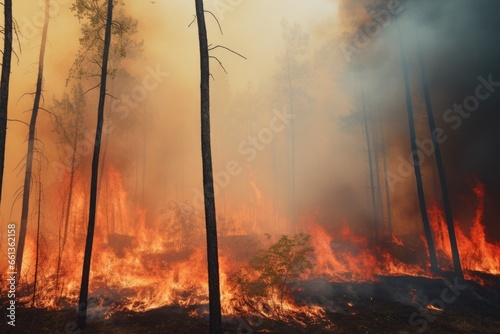 burning forest causing lots of smoke