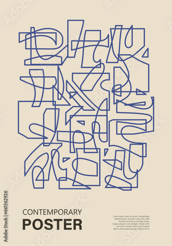 Minimalist wall art poster with abstract shapes contemporary style collage