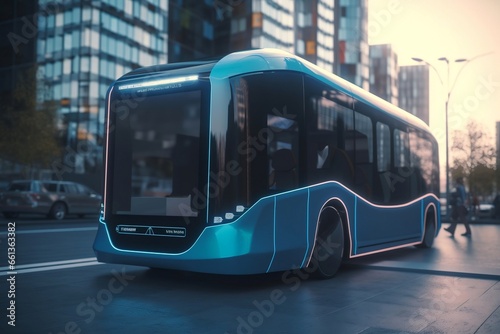 Future of urban AVE city bus AV Public transportation USA, generative ai