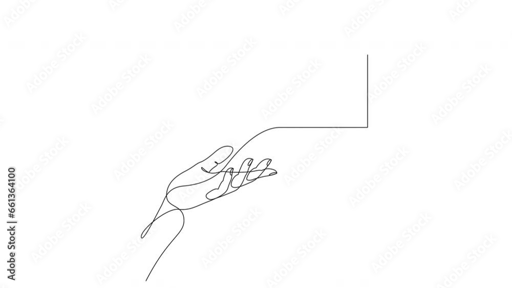 Self drawing animation of human hand giving a gift box drawn by continuous line. Animated one line art surprise concept. Self drawing animation of human hand giving a gift box drawn by continuous line. Animated one line art surprise concept.